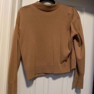 Everlane Boxy mock turtleneck Women's Cowl Neck Sweater in Tan